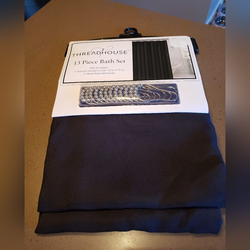 Black Shower Curtain With Silver Hooks